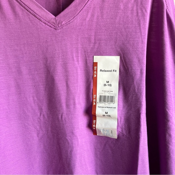 Time and Tru Women's Hi-Low Relaxed Fit Sleeveless Tank Top Purple Size M (8-10) - Picture 13 of 13
